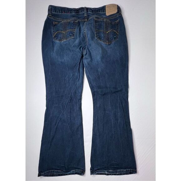 American‎ Eagle Bootcut Wide Leg Pocket Embroidered Details Blue Jean sz 12 - Picture 8 of 11